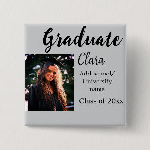 Graduation add name class of 20xx congrats add pho 15 cm square badge