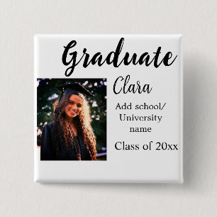 Graduation add name class of 20xx congrats add pho 15 cm square badge