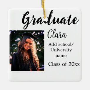 Graduation add name class of 20xx congrats add pho ceramic ornament