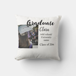 Graduation add name class of 20xx congrats add pho cushion