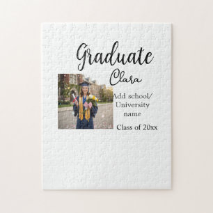 Graduation add name class of 20xx congrats add pho jigsaw puzzle