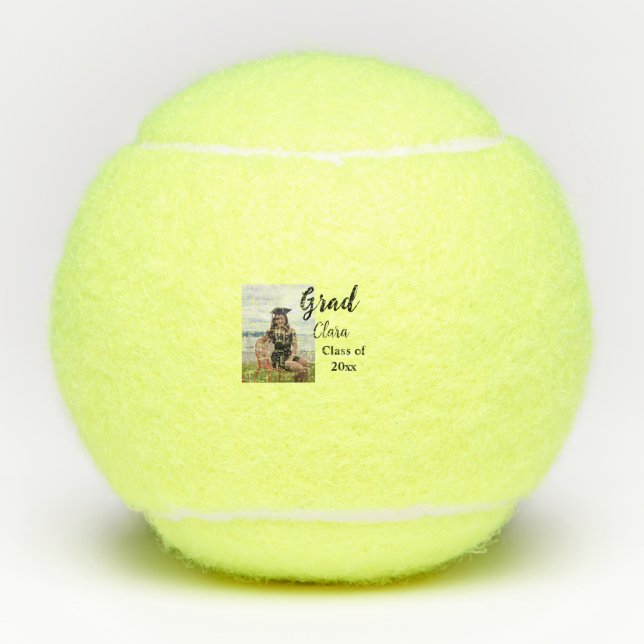 Graduation add name class of 20xx congrats add pho tennis balls (Front)