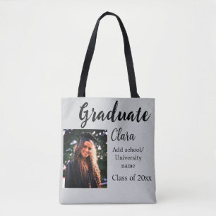 Graduation add name class of 20xx congrats add pho tote bag