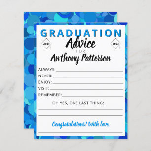 Graduation Advice Wisdom Card Confetti Blue Party