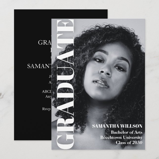 Graduation aesthetic photo  invitation (Front/Back)