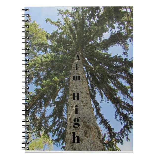 Graduation Aim High Pine Tree Photo Inspirational Notebook (Front)