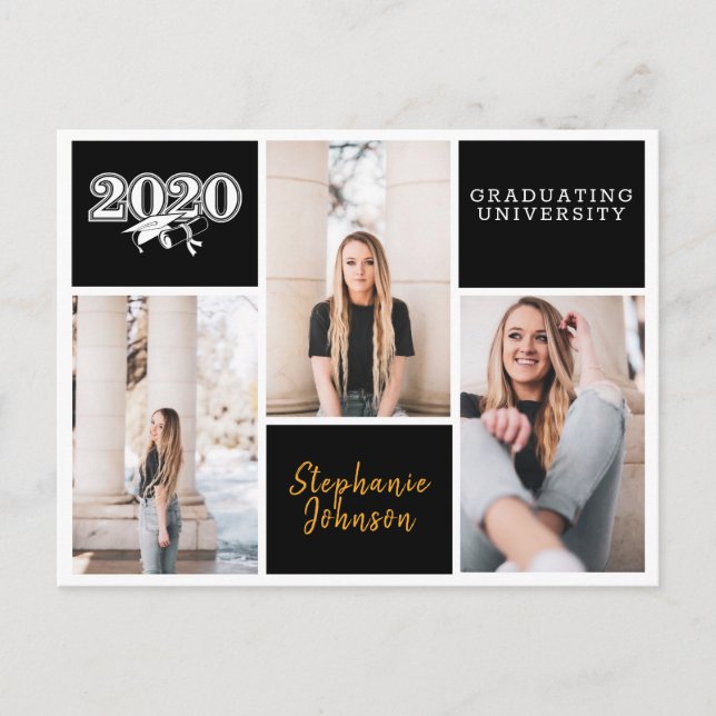 Graduation Announcement 2020 Photo Collage Postcard (Front)