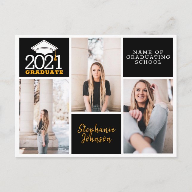 Graduation Announcement 2021 Photo Collage Postcard (Front)