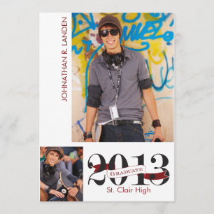 Graduation Announcement 3 Photo Maroon