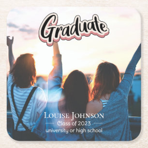 Graduation Announcement Class of 2023 Square Paper Coaster