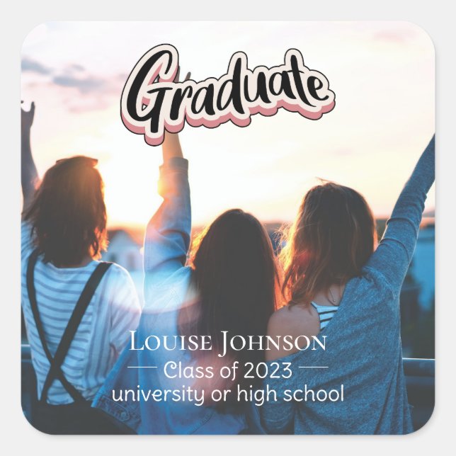 Graduation Announcement Class of 2023 Square Sticker (Front)