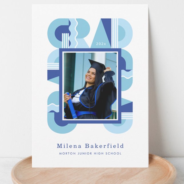 Graduation announcement class of 2026 blue white (Creator Uploaded)