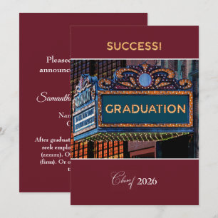 Graduation Announcement College on Theatre Marquee