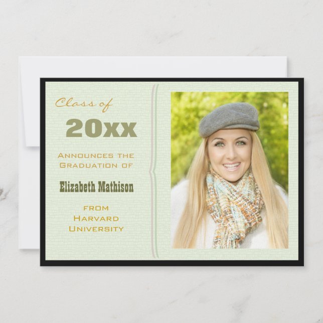 Graduation Announcement Green Photo Invitation (Front)