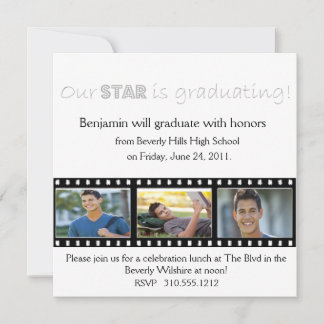 Graduation Announcement Hollywood Star Silver