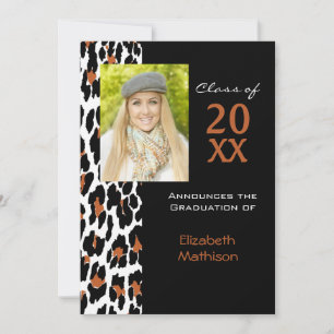 Graduation Announcement Leopard Photo Invitation