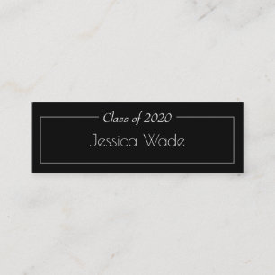 Graduation Announcement Name Card Rose Gold Stripe