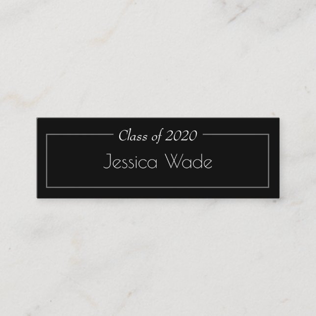 Graduation Announcement Name Card Rose Gold Stripe (Front)