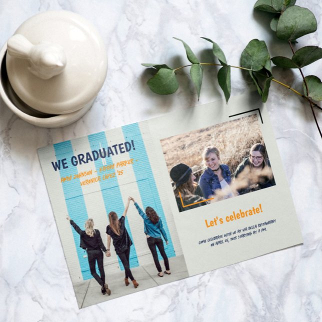 Graduation Announcement of Friends Two Photos  (Graduation announcement friends two photos)