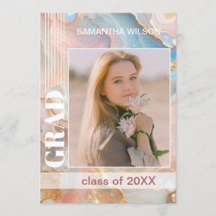 Graduation Announcement  On Pastel Marble Pattern
