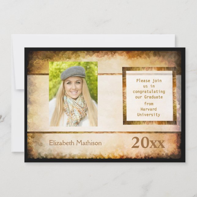 Graduation Announcement Parchment Photo Invitation (Front)
