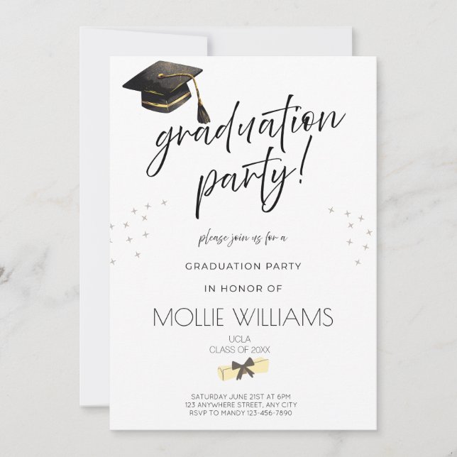 Graduation Announcement Party invite, Simple (Front)