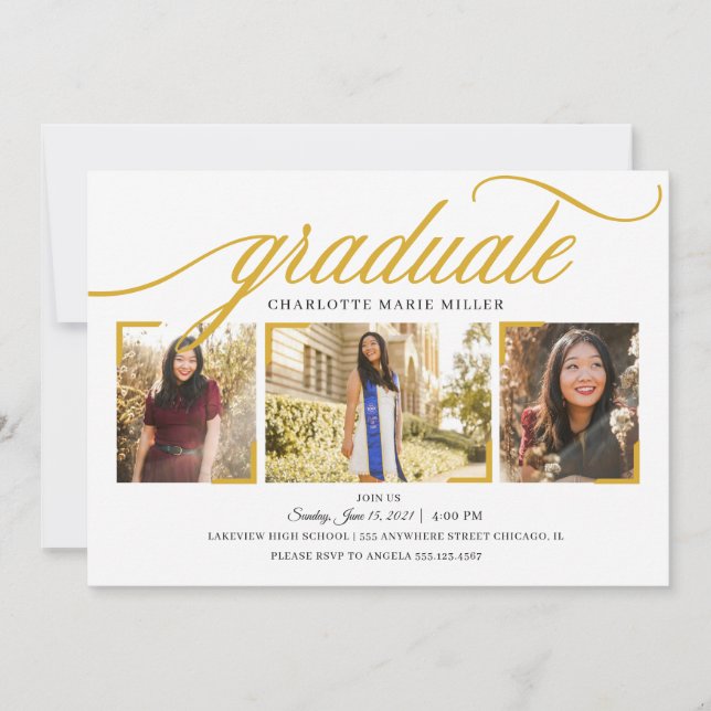 Graduation Announcement Photo Card Invitation  (Front)