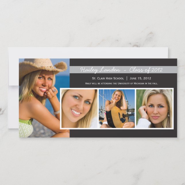 Graduation Announcement Photo Cards |  Black (Front)