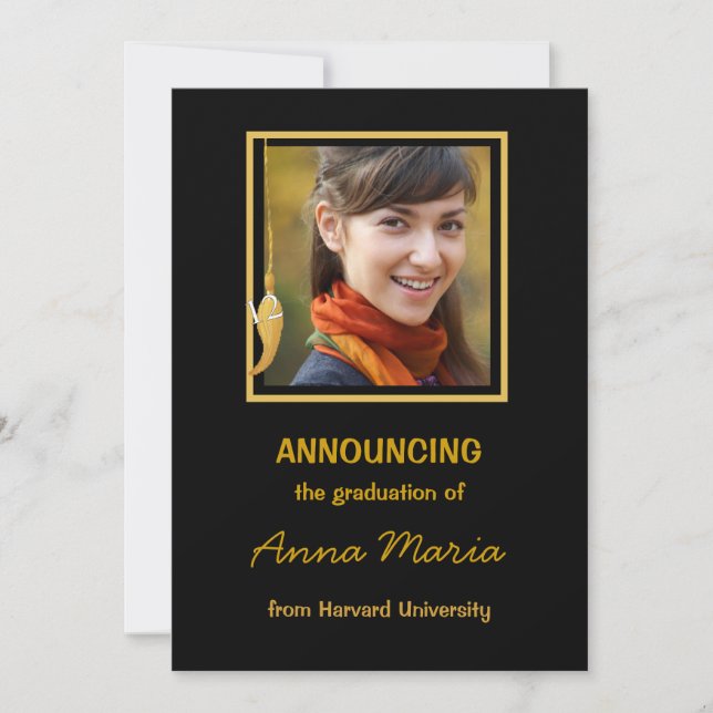 Graduation Announcement Photo Gold Invitation (Front)