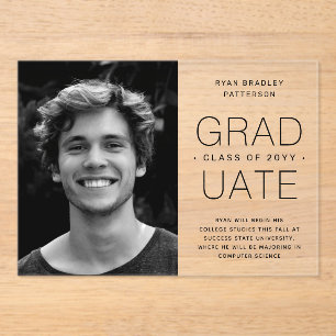 Graduation Announcement Photo Modern Minimalist