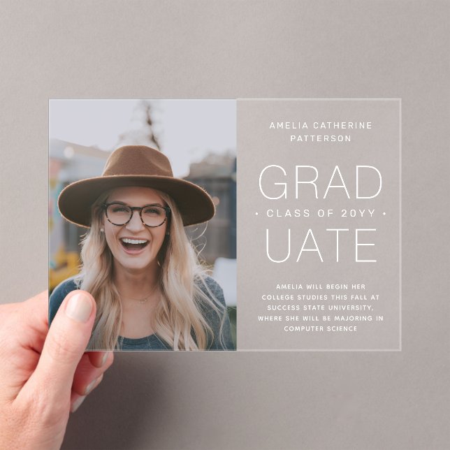 Graduation Announcement Photo Modern Minimalist (Insitu (Handheld))