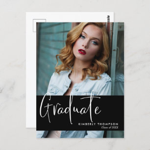 Graduation Announcement Photo Script Modern Simple Postcard