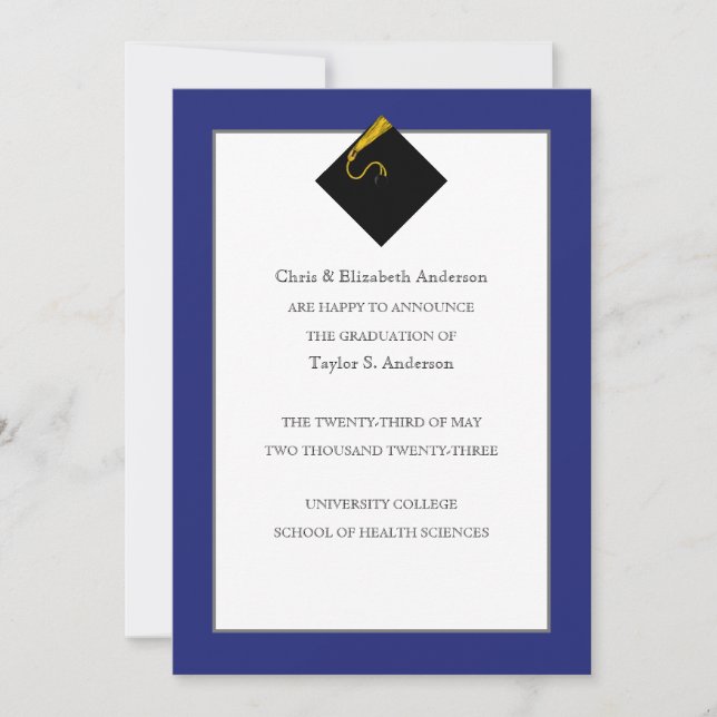 Graduation Announcement Royal Blue (Front)