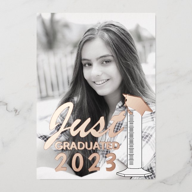 Graduation Announcement Science Graduated Cylinder (Front)