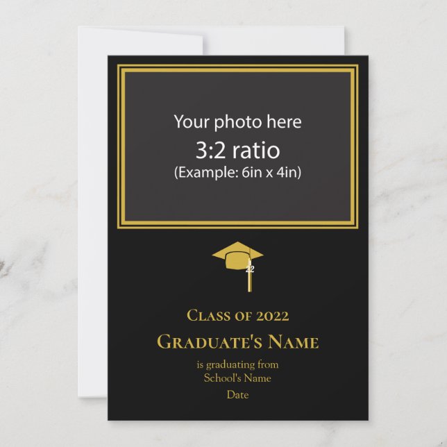Graduation Announcement w/ Mortarboard(Gold Theme) (Front)