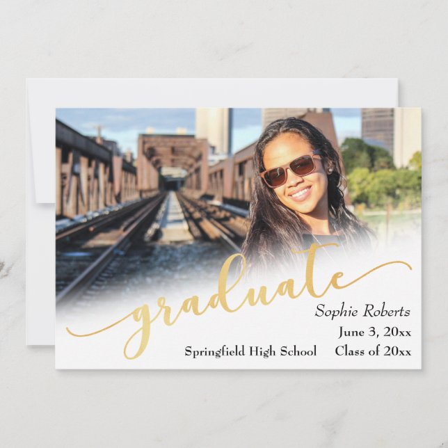 Graduation Announcement w/ Photo & Faux Gold Foil (Front)