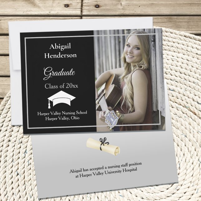Graduation Announcement White Cap and Photo (Creator Uploaded)