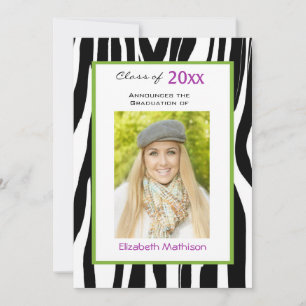Graduation Announcement Zebra Photo Invitation