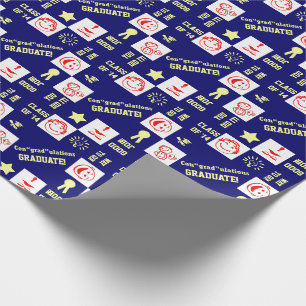 Graduation Any Year 4 Pictures & Text Template Wrapping Paper