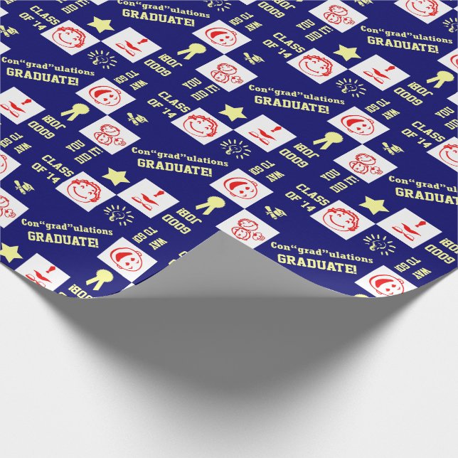 Graduation Any Year 4 Pictures & Text Template Wrapping Paper (Corner)