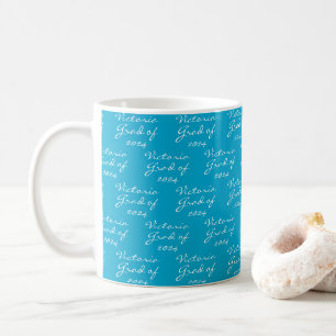 Graduation Aqua Blue Personalised Grad Coffee Mug