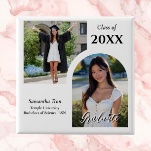 Graduation Arch Photo Collage Trendy Modern Party 15 Cm Square Badge