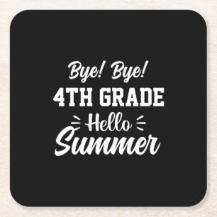 Graduation Art 4th Grade Hello Summer Square Paper Coaster