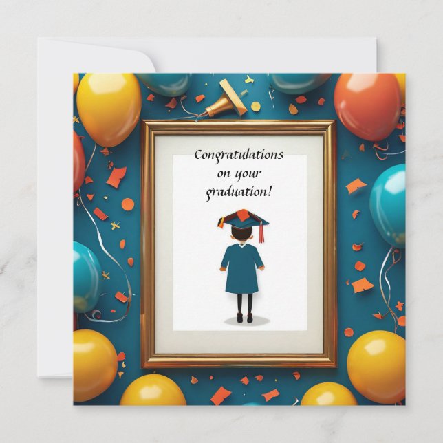 Graduation Artwork with Balloons Invitation (Front)