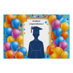 Graduation Artwork with Balloons Poster