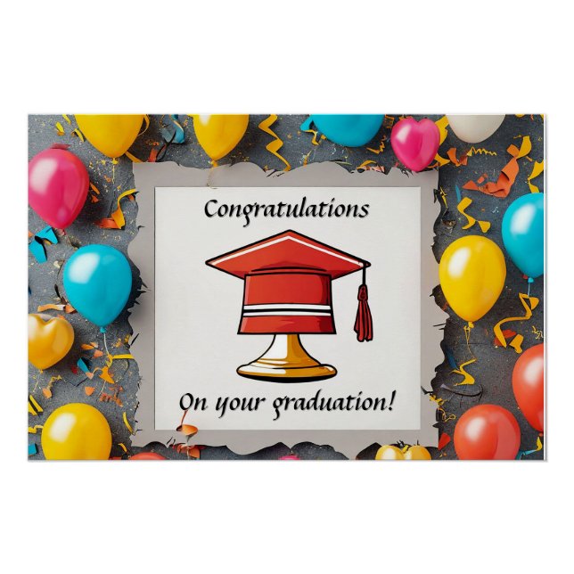 Graduation Artwork with Balloons Poster (Front)