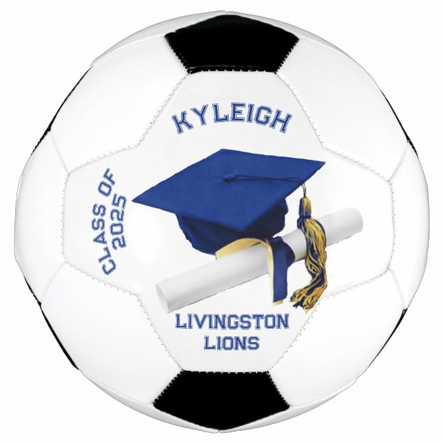 Graduation Autograph Soccer Ball - Royal Blue (Front)