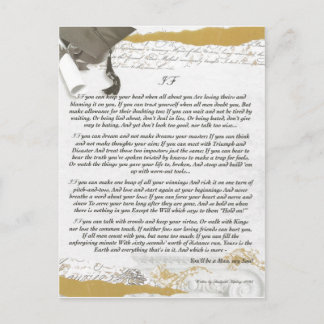 Graduation Baccalaureate IF by Rudyard Kipling Postcard