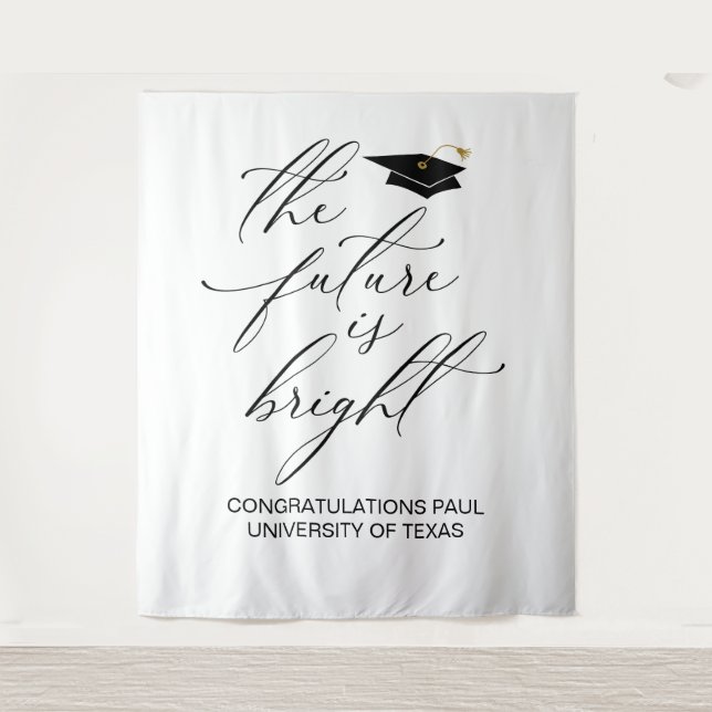 GRADUATION BACKDROP BANNER THE FUTURE IS BRIGHT TAPESTRY (Front)