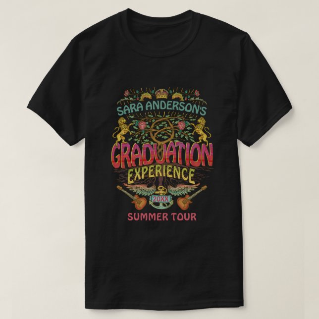 Graduation Band Retro 70s Concert Logo Theme T-Shirt (Design Front)